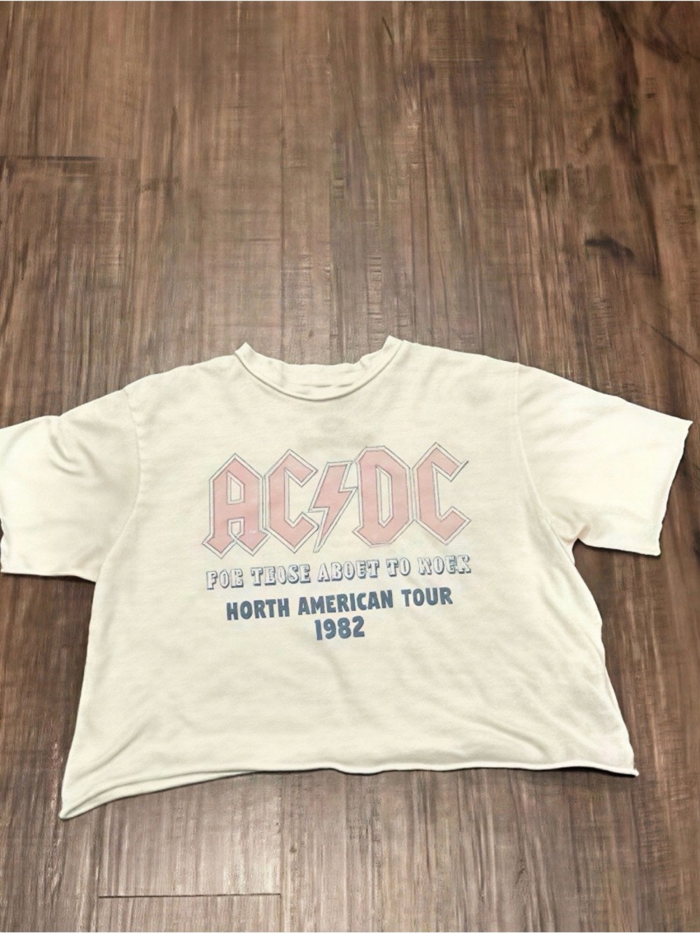 AC/DC White Graphic Tour T-Shirt - 1982 North American Tour